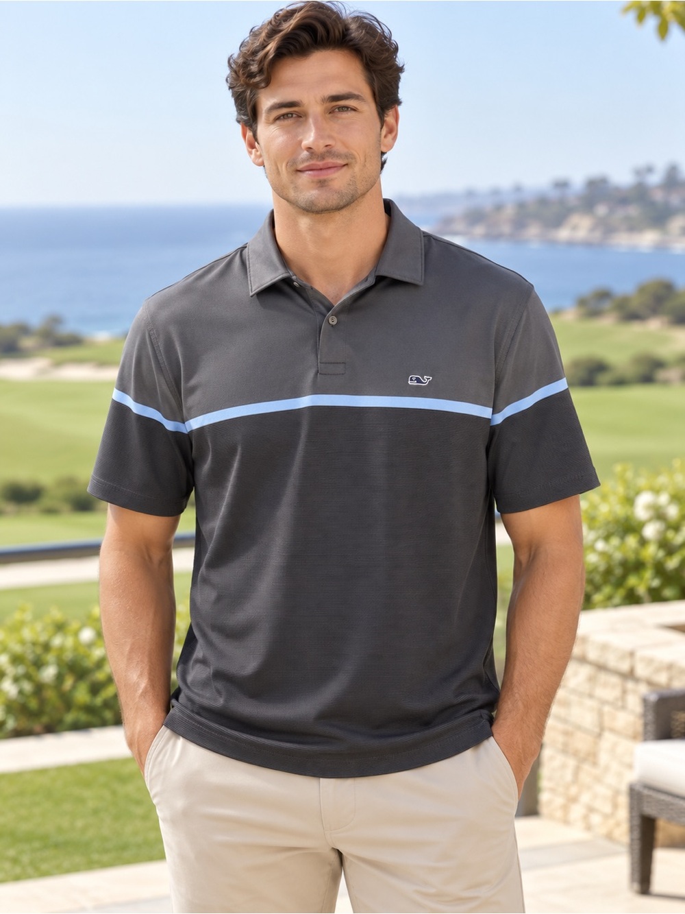 Vineyard Vines men’s performance colorblock polo shirt size M